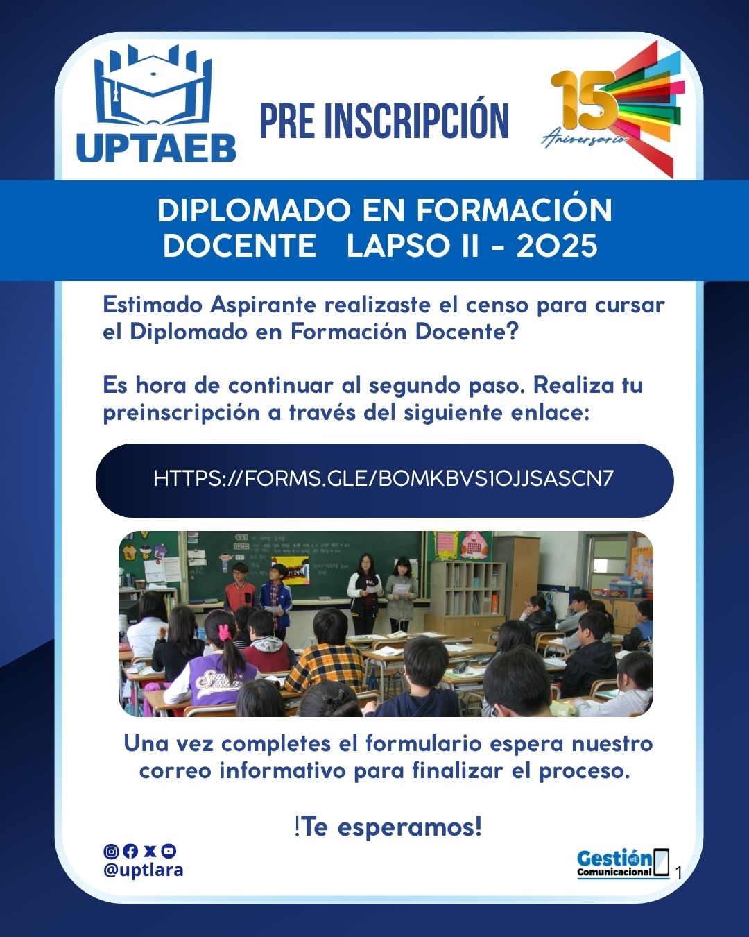 Pre Inscripción: Diplomado en Formación Docente Lapso II-2025